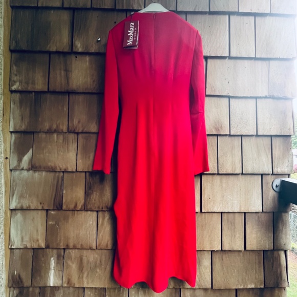 MaxMara ๐ฎ๐น Studio Mammola Draped Red Cady Designer Dress - Picture 10 of 15